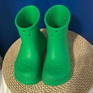 Crocs Classic Crush Boot Green Waterproof Rain Platform Pull On Sz Men 3 Women 5